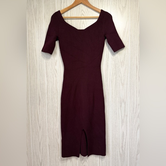 Reiss Olivia Sweetheart Neck Ribbed Midi Dress Women’s Small EUC Burgundy - Picture 7 of 8